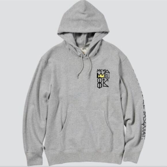 Uniqulo BASQUAIT Artist Grey Fleece Pocketed Hoodie XS - Picture 12 of 12